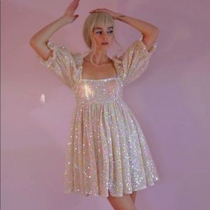 Selkie Rainbow Puff Sequin Dress 5x